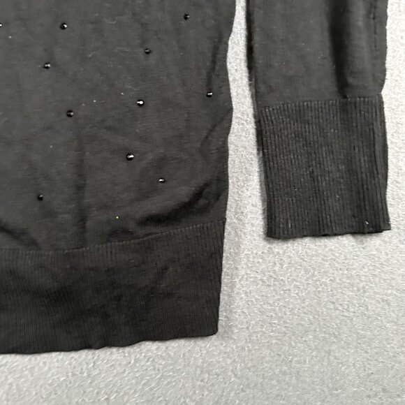 Merona Sweater Womens Large Black Cardigan Beaded Button Up Knit Lightweight Top - Picture 5 of 7